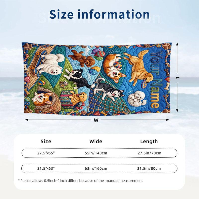 Dog Theme Beach Towel Personalized Custom Name & Text Soft Quick Dry Beach Towel for Swimming Travel