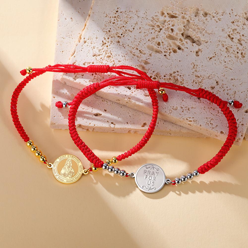 Dawapara Saint Dymphna Bracelet Religious Patron Amulet Mental Health Catholic Gift Stainless Steel Jewelry