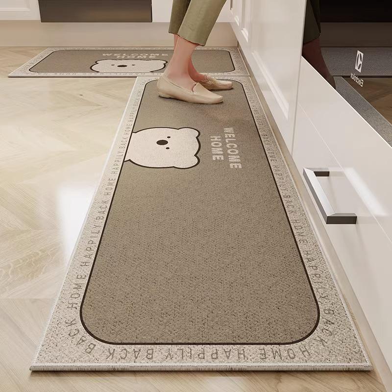 1/2 Stück Cartoon Leicht zu Reinigende Küchenbodenmatte Zuhause Langfloriger Kristall-Samt Teppich Schmutzabweisend und Rutschfest Bodenmatte