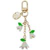 Lily of the Valley Acrylic Keychain with Green Leaves U-Shaped Door Buckle