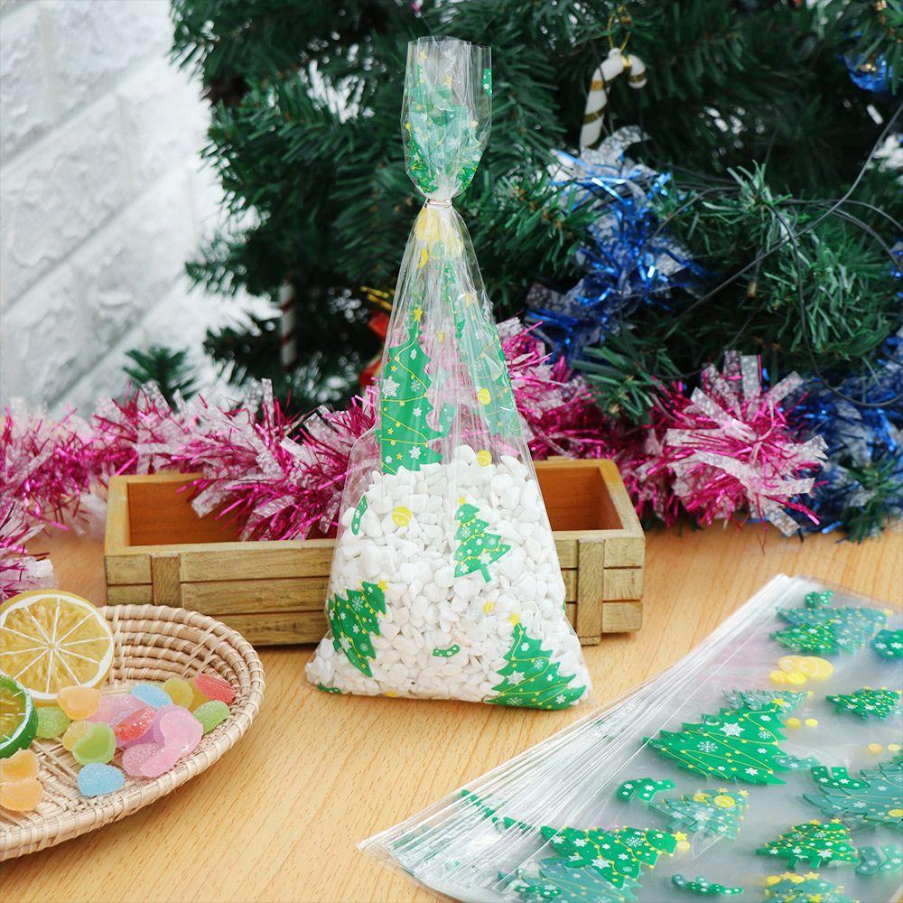 Merry Christmas Santa Claus Snowman Plastic Baking Packaging Xmas Candy Bags Snack Cookies Storage