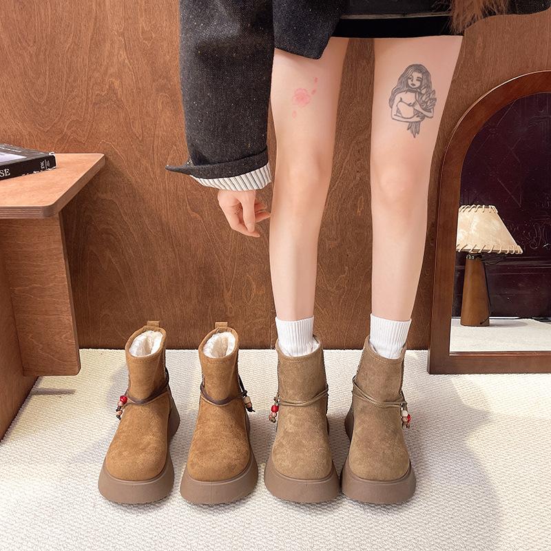 Women's thick-soled winter lightweight warm fur integrated padded snow boots non-slip wear-resistant casual sneakers cotton boots