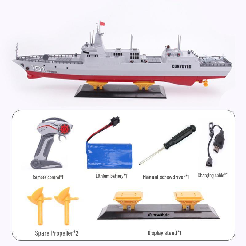 Remote Control Water-Spraying Destroyer Boat Toy with Real Water Cannon