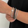 Ingemark 4Pcs/Set Punk Cross Beads Chain Bracelets for Men on Hand Hip Hop Adjustable Chain Bangles Couple Halloween Jewelry