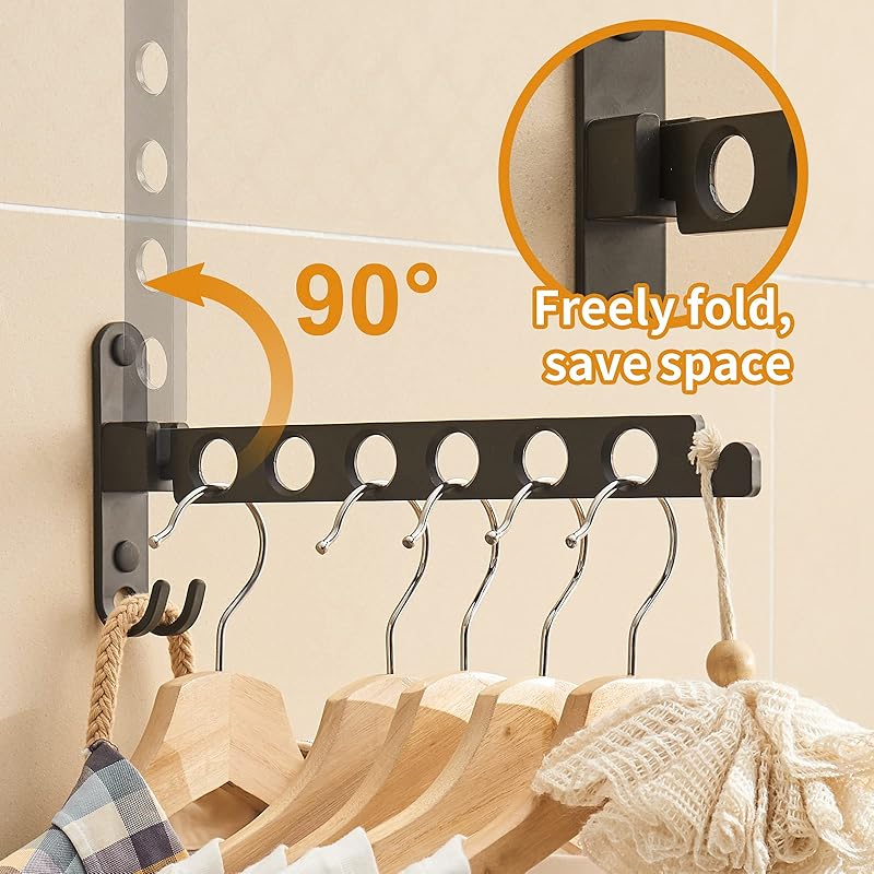 JOOM Retractable Folding Wall Hanger Folding Clothes Hanger Rack Clothes Storage Organizer Laundry Hanger Sturdy Hanging One pack