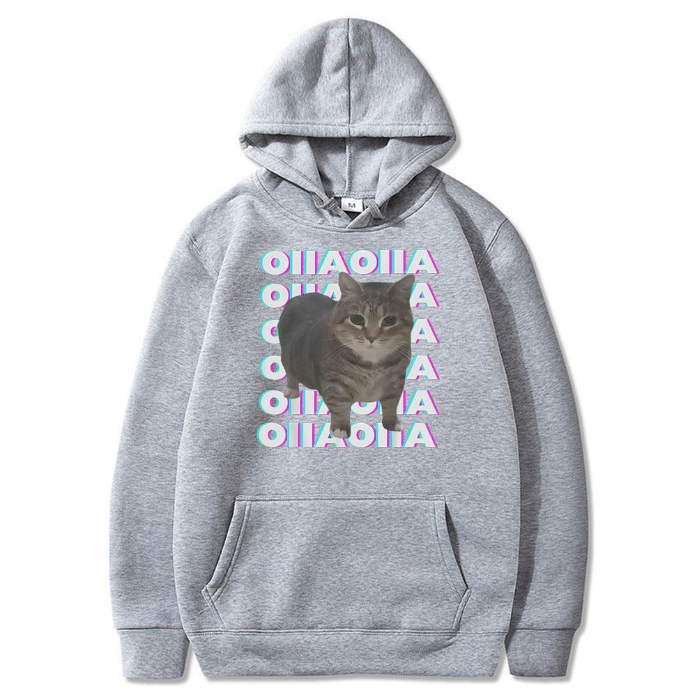 OIIA OIIA Spinning Cat Meme Glitch Disco Funny Tops Men Women Clothing Cotton Short Sleeve Streetwears Fashion Vintage Hoodies