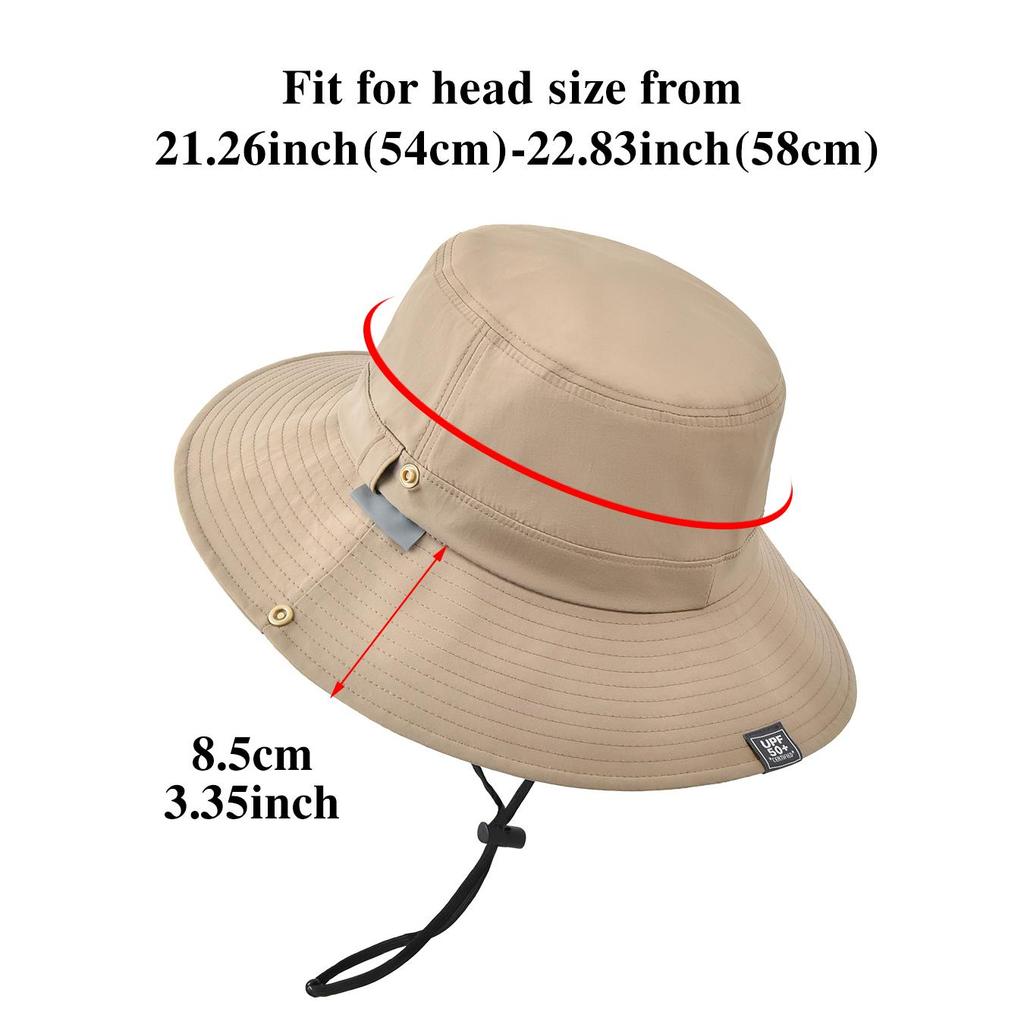Chapeau seau de protection solaire avec mentonnière coupe-vent, Chapeau de pêche d'extérieur à large bord pour hommes femmes