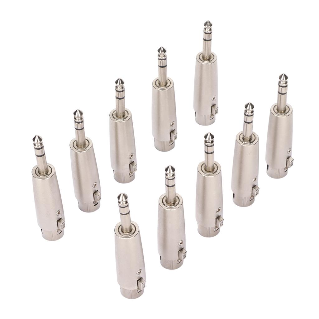 10pcs 14 TRS to XLR Female Adapter 3 Pin 6.5mm to XLR Female Stereo Balanced Connector