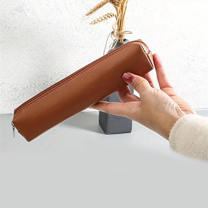 1 stk Mini Sminkeblyantveske Premium Faux Skinn Blyantveske: Den perfekte kombinasjonen av mote og funksjon