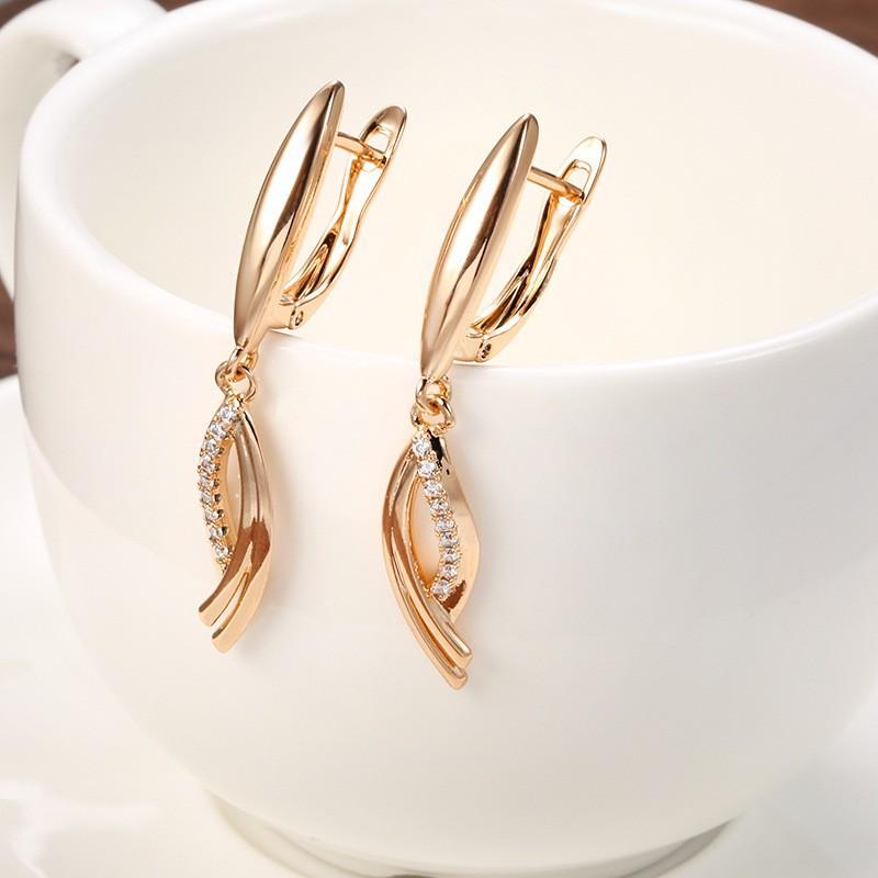 Fashion geometric zircon earrings women's light luxury rose gold earrings