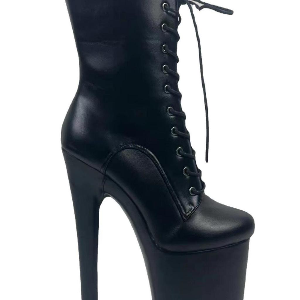 Plus Size 20cm Matte High Heel Knight Boots for Steel Pole Dance & Nightclub