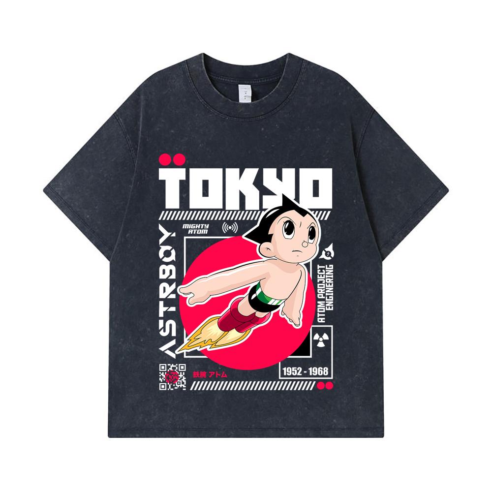 275 GSM Washed T-shirts 100% Cotton Astro Boy V2 Print Unisex Heavy Cotton T Shirt