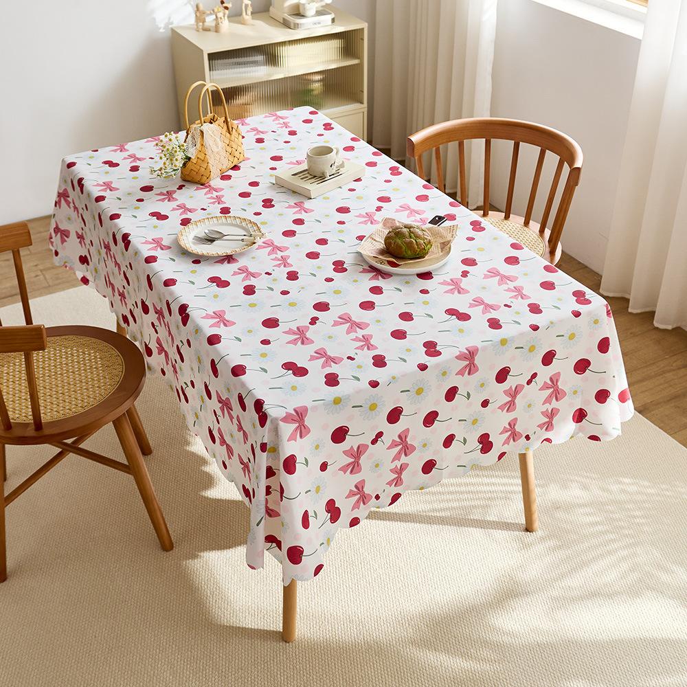 Tablecloth waterproof and oil-proof cartoon coffee cat cute student desk coffee table table mat dining table decorative cloth