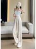 Women's High-Waisted Drapey Silk Wide-Leg Pants - New Chinese Style, Lightweight and Trendy for Summer