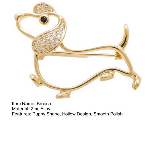 Women Brooch Hollow Design Smooth Polish Puppy Shape Lapel Pin Zinc Alloy Multi-Purpose Badge Scarf Shawl Bag Accessory