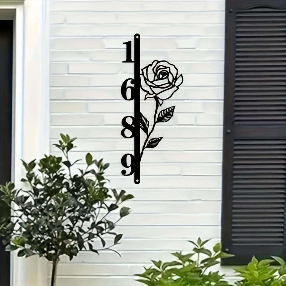 1pc Handmade Rose Metal Wall Sign Vertical Outdoor Garden Christmas Gift