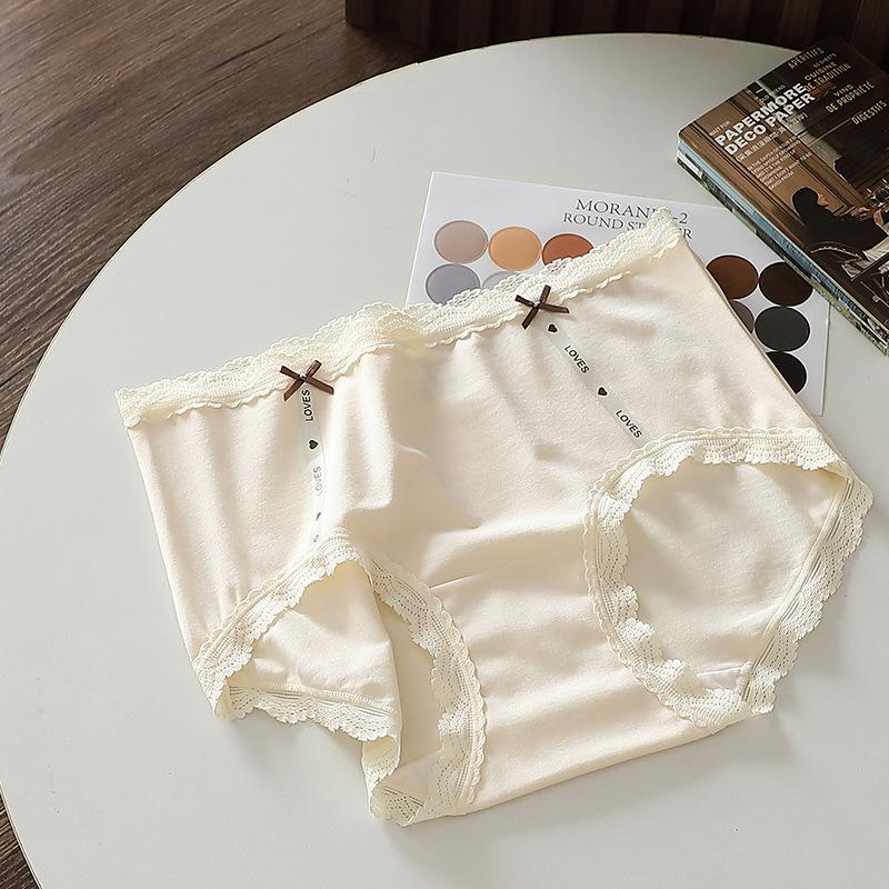 Urocze Oddychające i Bezszwowe Majtki Trójkątne Średnio Stanikowe Damskie Majtki Modalne z Kokardką