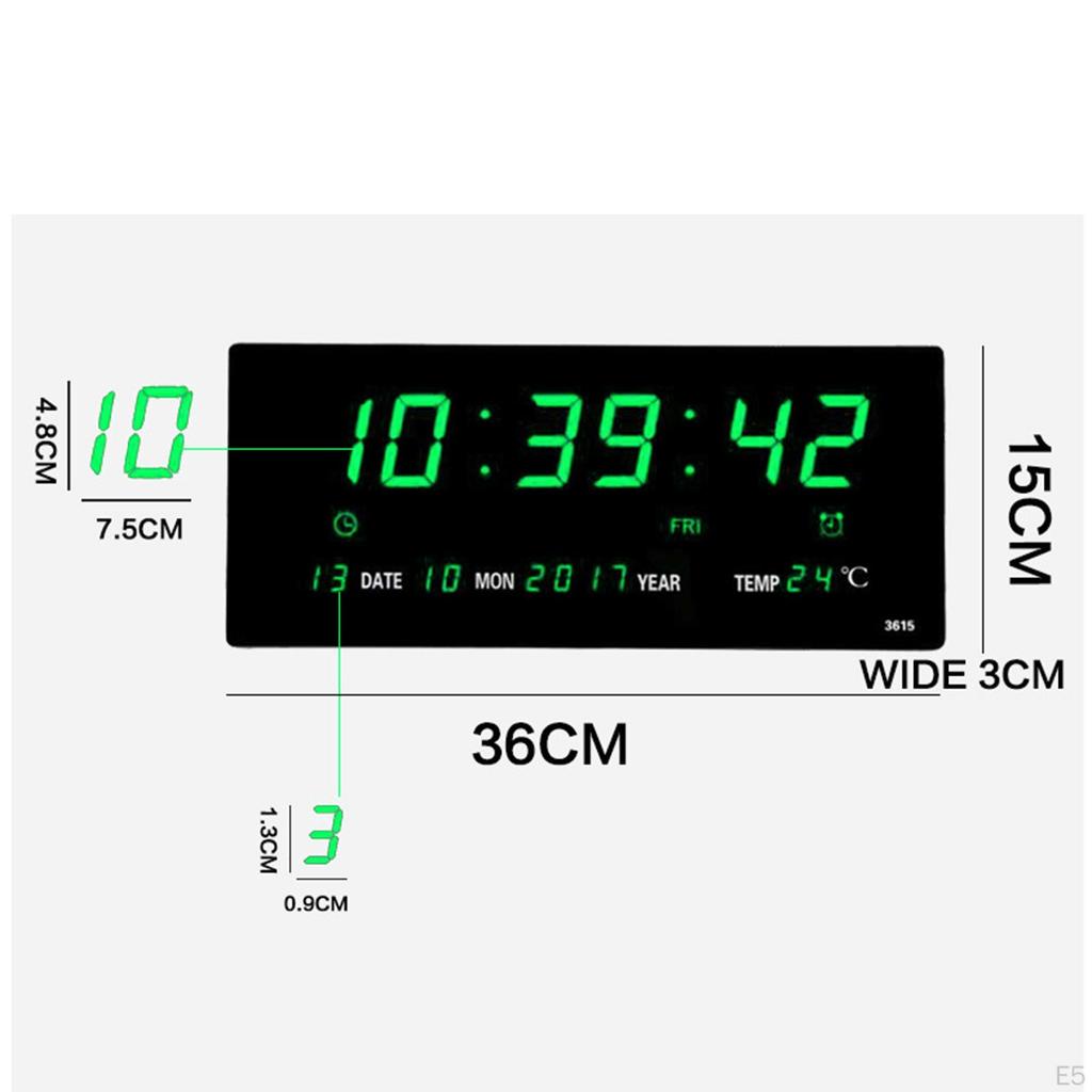 Electric Wall Clock Decor Calendar Display for Bedroom Living Room White