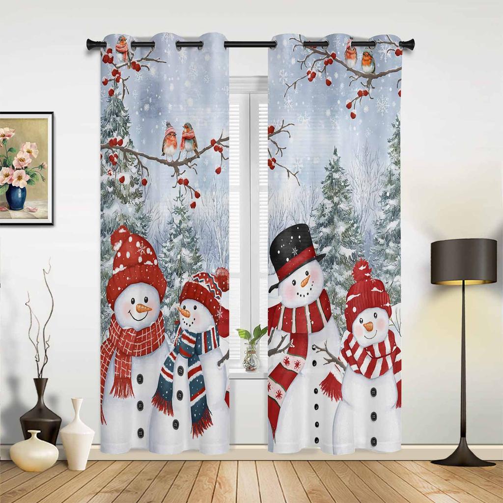 Christmas Tree Lights Christmas Theme Hall Curtains For Living Room Kitchen Boy Girl Bedroom Long Window Curtain Home Decor