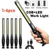 1- 4Pack COB+LED Flashlight Magnetic Work Light USB Rechargeable Torch Portable Lantern Inspection Light Camping Car Repair Lamp
