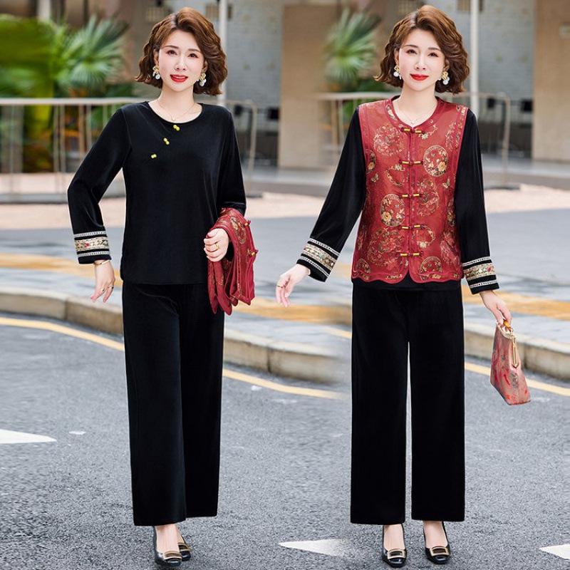 2026 Spring Velvet Suit for Middle-aged Women: Chinese-Style Vest for High-End Wedding and Banquet Wear