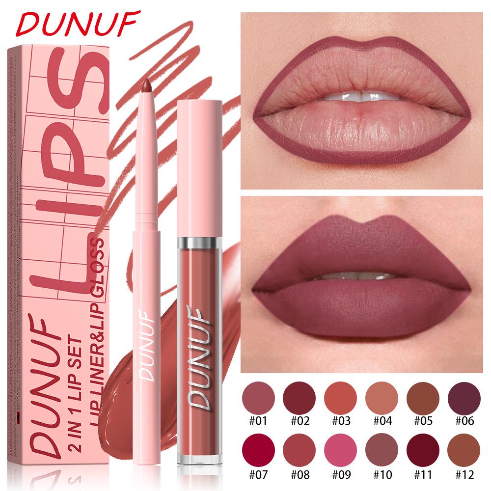DUNUF 2-in-1 Waterproof Lip Liner & Gloss: Long-Lasting - Please Verify Details!