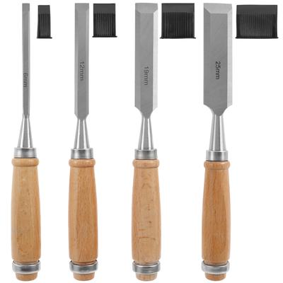 4 Stuks Houtbeitels Gereedschapsset Chroom-Vanadiumstaal Houtsnijbeitels Houtbewerkingsgereedschap voor Timmerman Hobbyist Ambachtsman Cadeaus