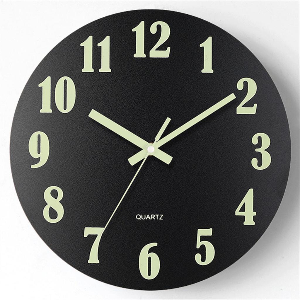 8" Silent Luminous Wall Clock, Wood Grain MDF, Fluorescent Quartz Clock