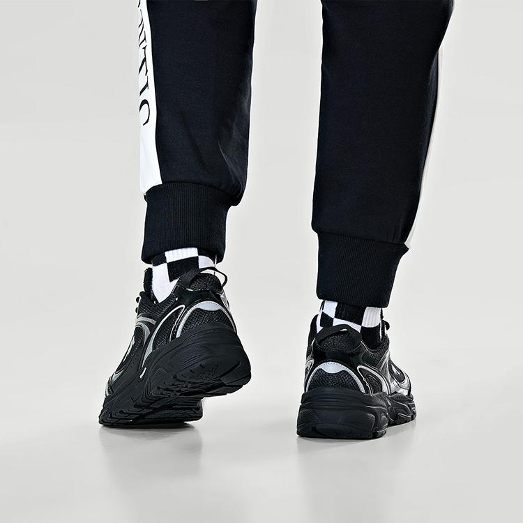 Kappa Fabric Synthetic Leather Trendy Comfortable Versatile Casual Low-Top Dad Shoes Unisex Sneaker Black K0DZ5MC39-990
