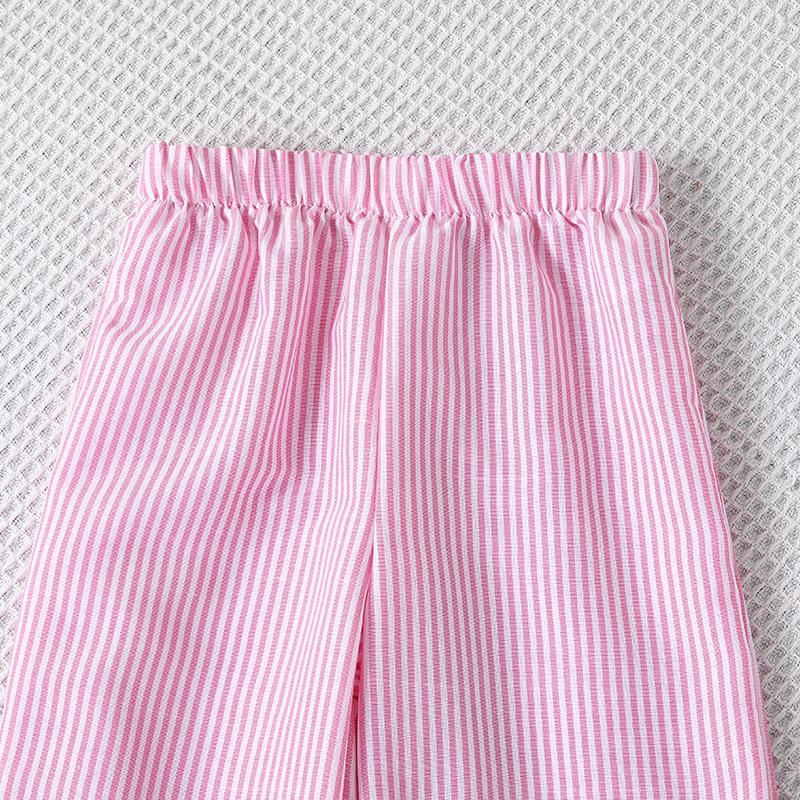 Girls' Toddler Outfit New Autumn Korean Style Doll Collar Long Sleeve Top Striped Pants