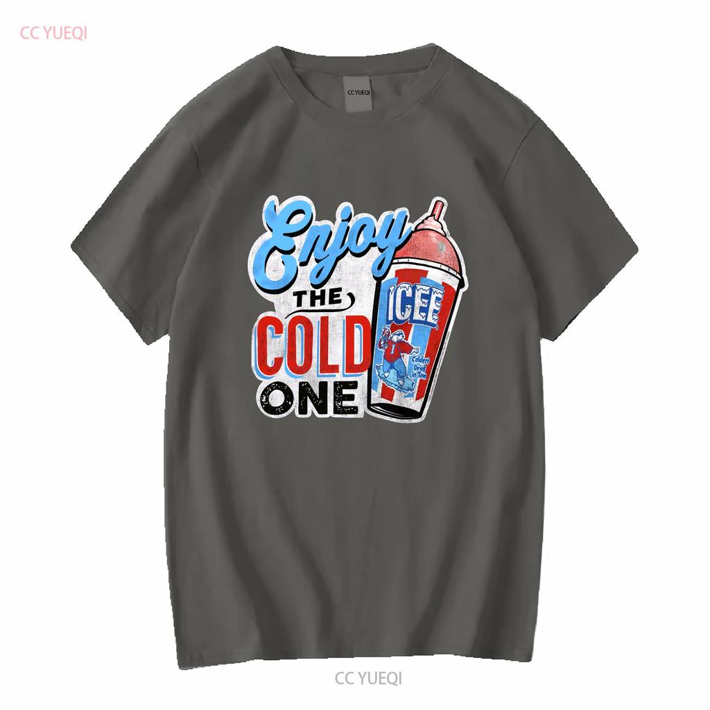 Lizenziertes Genießen Sie das Kalte Icee Slushie Erwachsenen Rundhals T-Shirt lang- oder kurzärmelig Vintage Gewaschene Mode Weich Vielseitig