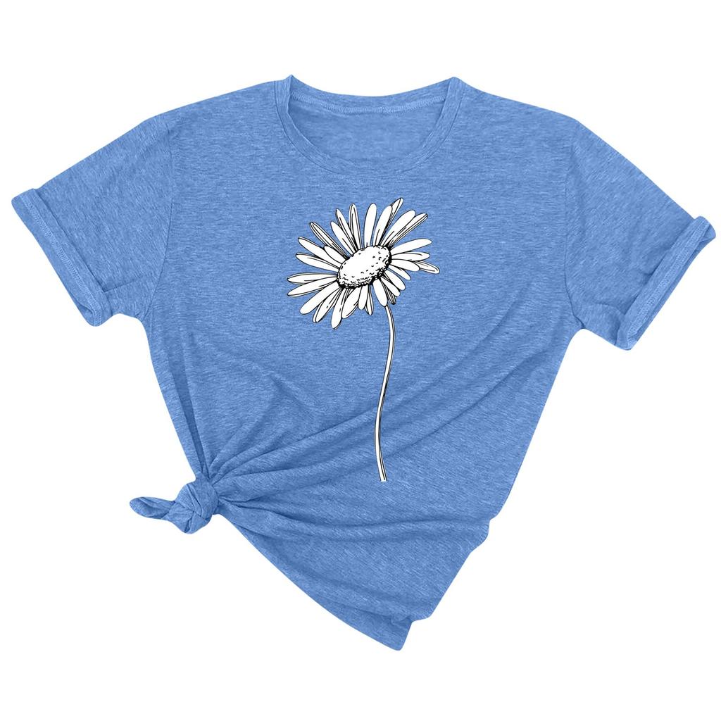 Camiseta de manga corta con cuello redondo y estampado informal a la moda para mujer