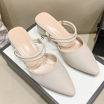 Leder-Ballerina für Huizhou-Damenschuhe Absätze Su Yinyin trägt spitze High-Heel-Sandalen mit den gleichen coolen Slippern