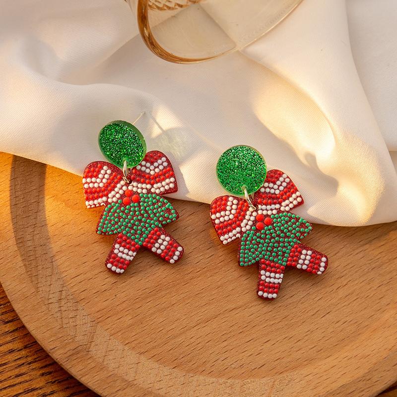 Christmas Santa Claus Acrylic Earrings, Snowflake Elk Hollow Earrings Christmas Socks Earrings Women
