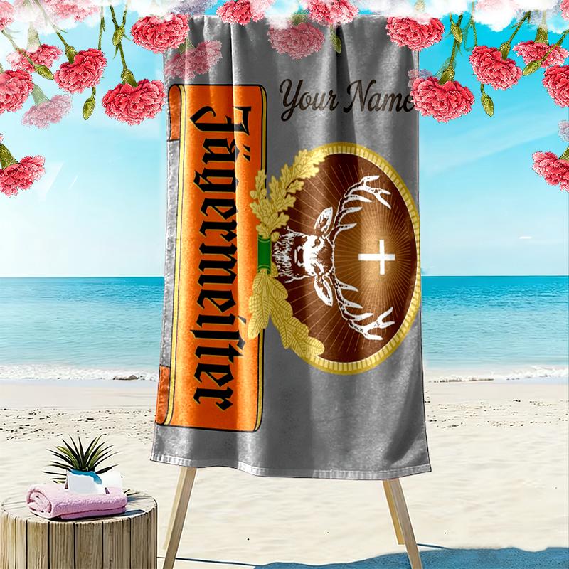 Custom NameJägermeister logo Beach Towel Soft Microfiber Summer Towel Quick Dry Absorbent Towel for Beach Swimming Pool Travel