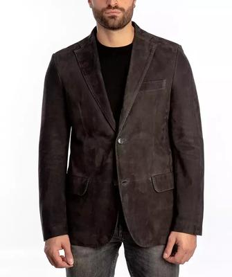 AL KHALID Stilvoller formeller brauner Lederblazer Herren Blazer aus reinem Wildleder Handarbeit Mantel