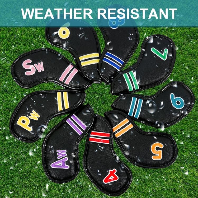 9Pcs Golfs Club Head Cover Golfs Club Cover Iron Headcover PU Leather Iron Head Cover Waterproof Golfs Putter Cover Set