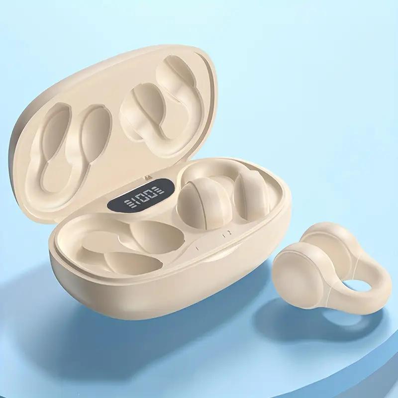Wireless Bluetooth Earphones Clip-on Noise Reduction Earbuds for Hifi music Power Display headphones Comfort Headsets