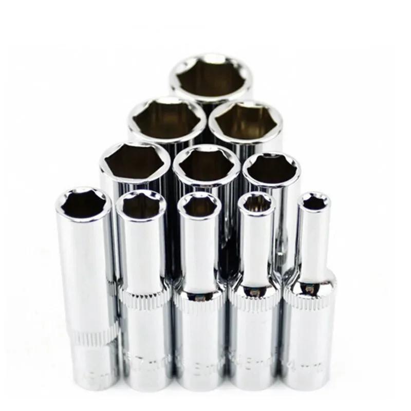 11pcs 4 Mm To 14 Mm Professional Grade Metric Long Chrome Socket Set 1/4-Inch Drive 6-Point Deep Socket