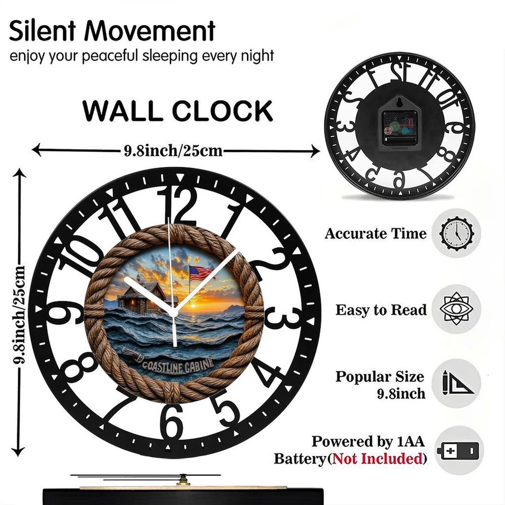 25cm Rustic Iron Round Wall Clock for Rustic Interior Decor