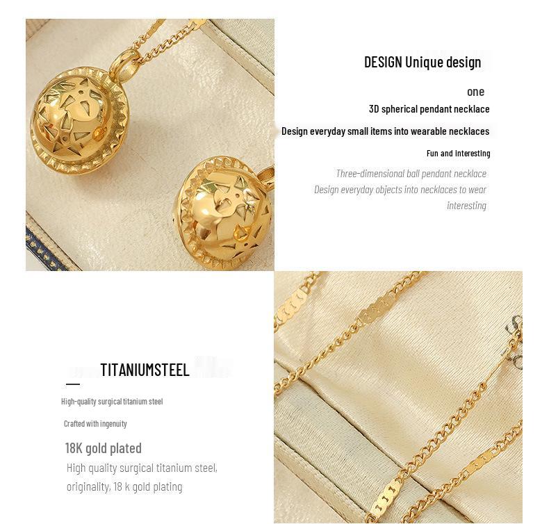 Elegant French Summer Titanium Steel Planet Necklace - Gold Plated Clavicle Chain