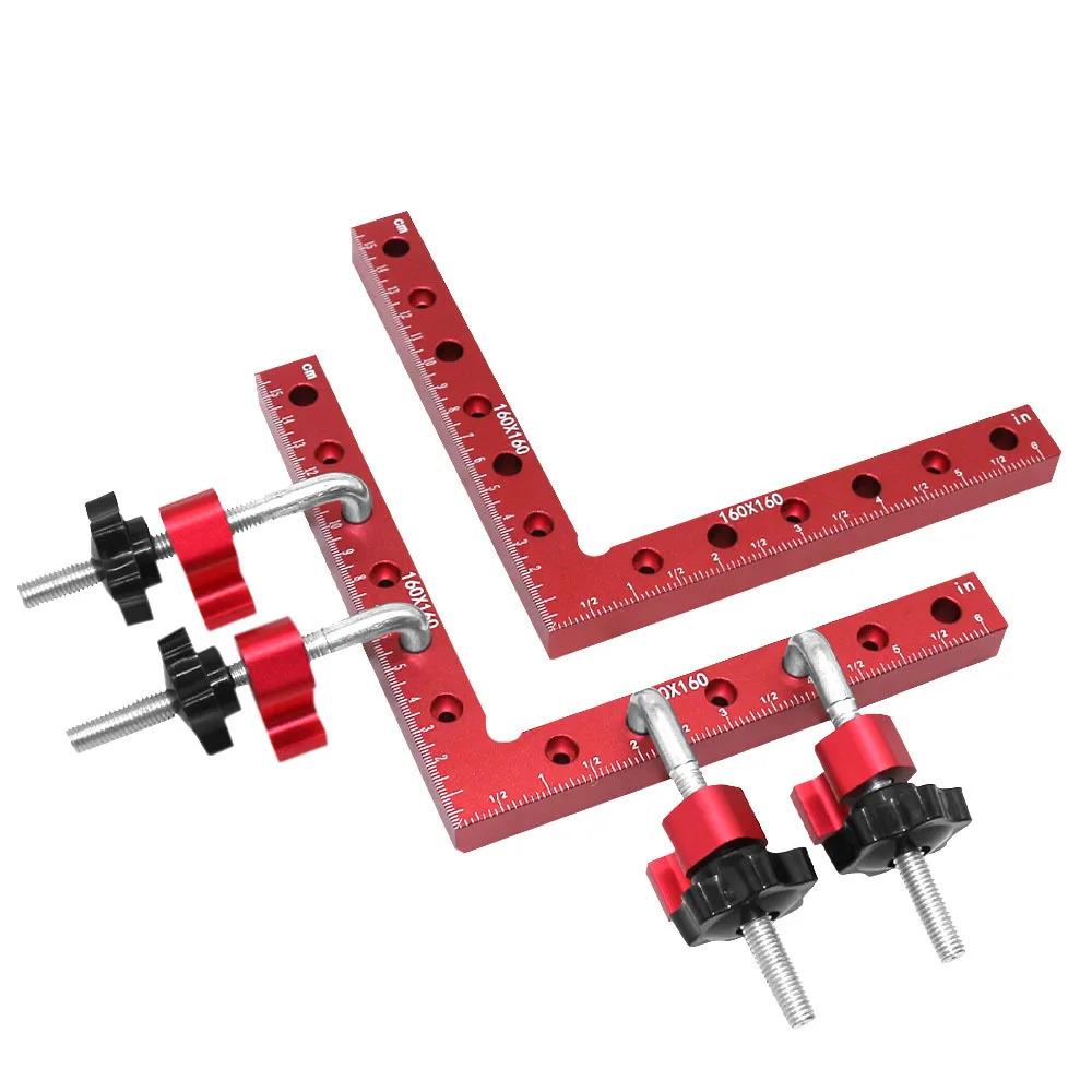 2 Set Woodworking Corner Clamps Right Angle Ruler 90 Degree L-shaped Auxiliary Square Aluminium Positioning Plates Fixing with Precise Angles