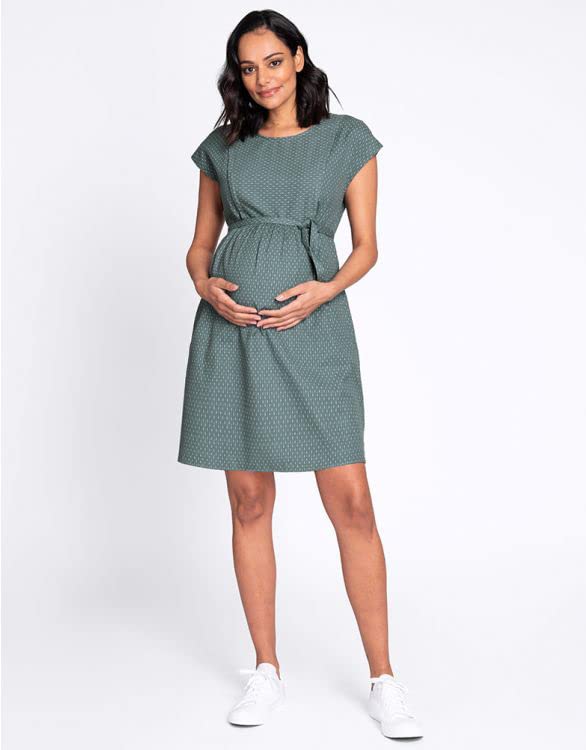 Seraphine Casual Maternity Size Suitable for Nursing Women's Dress, Sage, UK8,