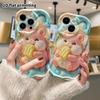 Phone Case: 2D flat design suitable for iPhone 18 17 16 15 14 13 Pro protective case, pink hamster eating an ice pop, perfect Christmas and Halloween 