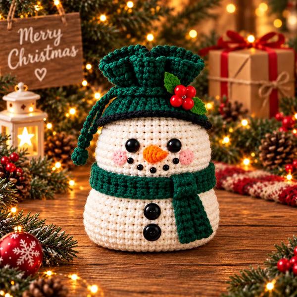Christmas Crochet Character Gift Pouch Christmas Crochet Gift Bag