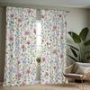 2Pc Pink And Blue Floral Pattern Curtains, Polyester Fabric, Machine Washable, Suitable For Bedroom Living Room Decoration