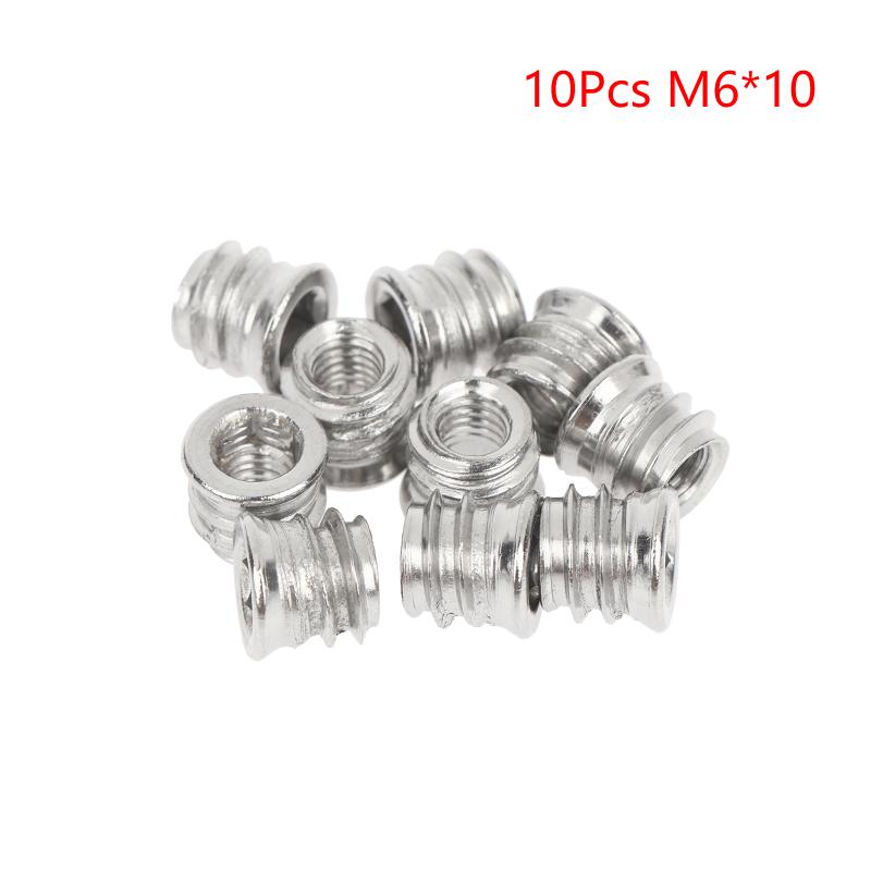 Hex Socket Insert Nuts 10pcs Threaded Embedded Fasteners Heavy Duty Hardware for Woodworking Cabinet Furniture Installation