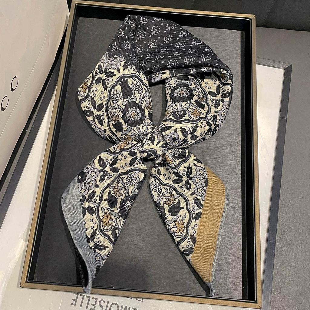 68Cm Small Square Feminine Scarf Hijab Female Headband Kerchief Vintage Neck Tie Shawl Wrap