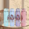 1PC Powerwolf Band Vintage Grunge Print 750ml colorful plastic sports water bottle leakproof pop up lid with straw for outdoor work home use
