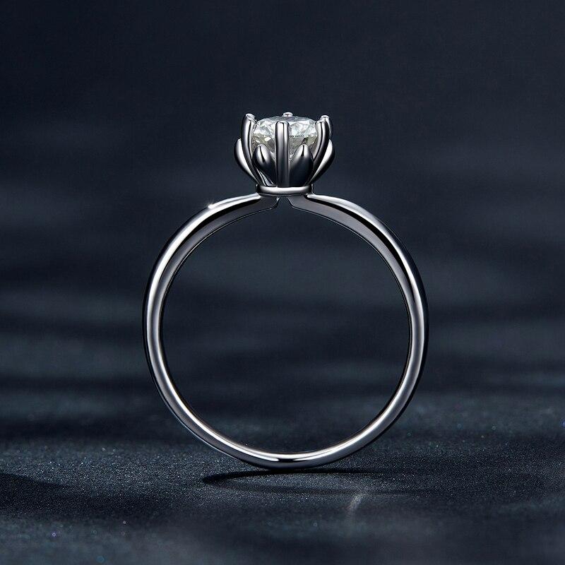 BAMOER 0.8CT Round Moissanite 14K Gold Plated Ring for Women D Color VVS1 EX Lab Diamond Engagement 925 Sterling Silver Ring